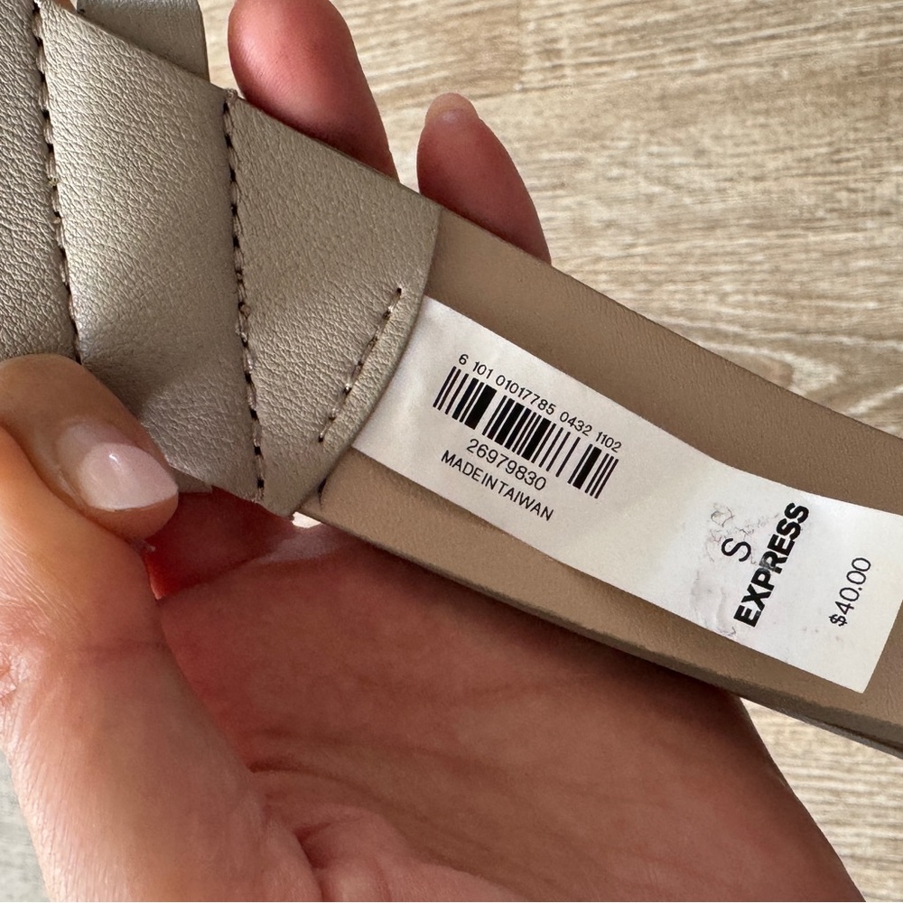 Express Taupe Belt with rhodium/dark grey hardware - Picture 3 of 4